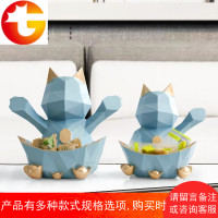 ins招财猫收纳摆件北欧现代钥匙遥控收纳盒客厅玄关旺财礼物摆饰