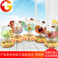 招财猫 汽车摆件弹簧底座车载用品陶瓷创意礼品办公室用品