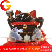 招财猫摆件 黑色陶瓷存钱罐储蓄罐 店铺开业家居创意礼品