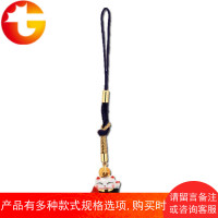 招财猫金运连连手机绳可爱包包饰品挂件创意礼品陶瓷小挂饰礼物