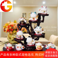 十福神招财猫小号手工陶瓷摆件生日开业乔迁结婚礼物家居装饰摆设