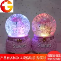 老人下雪音乐盒水晶球雪花旋转八音盒灯光小学生礼物送孩子生日