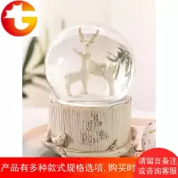 欧式熊鹿水晶球摆件音乐盒带雪花可发光可爱八音盒女生男生日礼物
