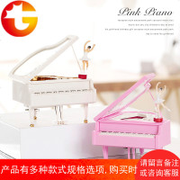 创意粉色三角钢琴音乐盒八音盒旋转跳舞小女孩摆件情人节生日礼物