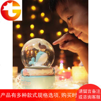 海豚精灵水晶球音乐盒摆件八音盒生日女生礼物欧式带雪花可发光