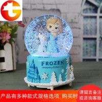 送女孩雪花水晶球发光艾莎公主音乐盒八音盒儿童生日礼物