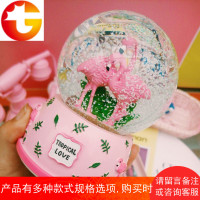 创意生日礼物少女心可爱飘雪水晶球卡通带灯八音盒房间摆件音乐盒
