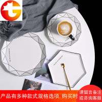 简约黑白西餐盘北欧ins网红盘子陶瓷牛排盘套装组合家用创意餐具