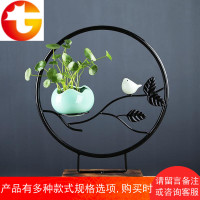 创意陶瓷水培花瓶摆件铁艺客厅家居酒柜电视柜装饰品简约桌面花盆
