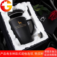 创意潮流个性简约成人马克杯陶瓷杯咖啡杯带盖勺牛奶情侣喝水杯子