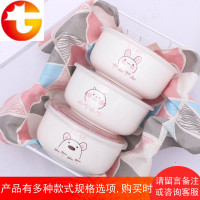创意饭盒便当盒陶瓷学生泡面碗带盖卡通碗筷套装宿舍碗保鲜碗可爱