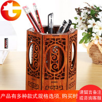 木质中国风圆形放笔的笔筒 创意时尚办公文具收纳摆件学生铅笔筒