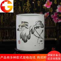 景德镇陶瓷创意收纳毛笔筒个性文房四宝艺术品摆件学生礼品笔筒