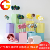 马卡龙色可爱木制笔筒 粉色棒棒糖桶 彩色收纳桶 桌面收纳装饰