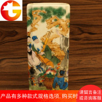 居仁堂粉彩八仙图案四方笔筒 仿古瓷器 古玩古董 摆件收藏