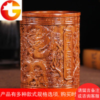 实木雕刻原木复古毛笔筒黑檀红木笔筒办公桌笔筒文房四宝书房礼品