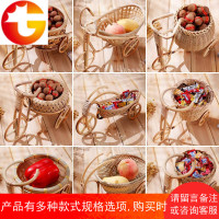 创意手工竹编迷你车子火锅店菜篮子花器多肉绿色植物花盆家居摆饰