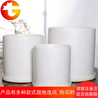 陶瓷花盆带托盘圆柱形正方形特大号室内哑光简约创意多肉绿植花盆