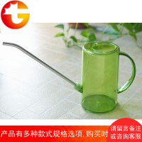 彩色透明浇花水壶 不锈钢长嘴浇水壶 多肉花园浇花器 1L 带有刻度