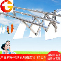 不锈钢阳台户外伸缩晾衣杆推拉折叠晾衣架室外安装窗外晒衣架