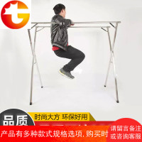 [新疆百货]落地折叠室内家用简易卧室双杆不锈钢置地式晾衣架