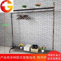 复古铁艺服装店落地式展示架男女童装货架中岛挂衣架单双杠衣帽架