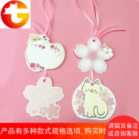 粉色樱花猫咪留言卡可爱便签卡祝福卡感谢卡圣诞挂卡植树节表白卡