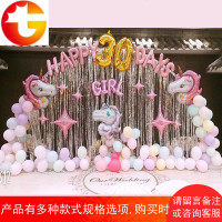 儿童成人生日派对装饰网红气球雨丝拱宝宝百天周岁布置装饰套餐