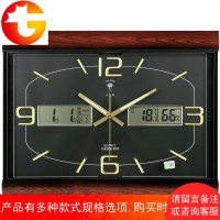 挂钟创意时钟双液显万年历温湿度计石英钟表客厅办公室钟表