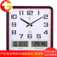 家用静音大挂钟方形万年历电子时钟日历温湿度现代石英钟表