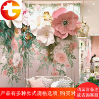橱窗装饰道具花墙背景墙拍照网红店铺布景仿真花布置立体大纸艺花