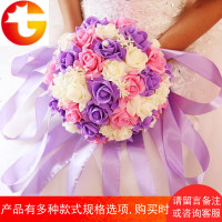 韩式新娘手捧花仿真珍珠水钻捧花结婚玫瑰手捧花七夕求婚表白