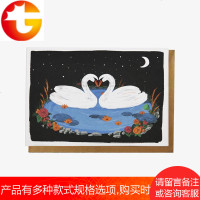 暗夜星空天鹅湖贺卡/七夕爱情祝福誓言卡/创意复古设计