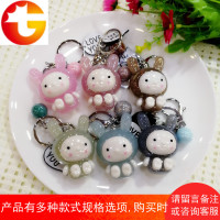 韩版热卖树脂环保无毒钥匙扣 扣生肖小兔子带灯钥匙挂件 邮