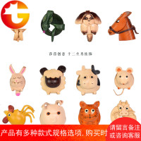 莎苜创意 真皮十二生肖包挂件 三合六合手工牛皮贵人挂饰钥匙扣
