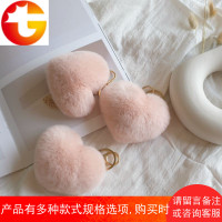 玖壹出品 獭兔毛超柔质感真毛桃心爱心包挂件挂饰汽车挂件 钥匙扣