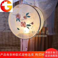 鼓形绣花山茶灯笼手工制作DIY材料包 手提发光花灯汉服旗袍古风