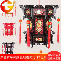 仿古塑料宫灯阳台大红灯笼挂饰喜庆新年复古仿实木中国风中式吊灯