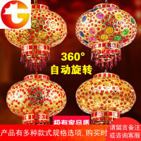大红灯笼灯阳台中式户外室内新年春节挂饰走马灯LED旋转装饰灯笼