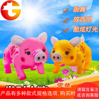 猪年元宵节手提儿童灯笼塑料电动发光玩具牵绳走路猪春节花灯