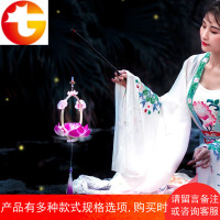 手提荷花灯笼竹圈20cmled莲花灯笼汉服古风摄影装饰定制道具