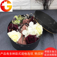 圆形礼品盒花盒 矮桶 大理石纹 鲜花礼物纸包装盒节日伴手礼新品