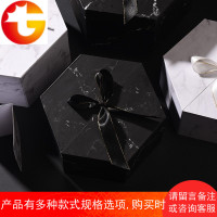 六边形大理石礼物盒六角形礼盒包装盒白色黑色礼品盒简约创意