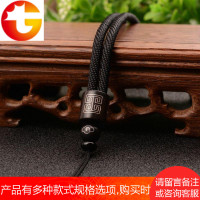 加粗檀木镶银丝项链吊坠挂绳黑曜石翡翠玉佩挂件绳子男款吊绳挂脖