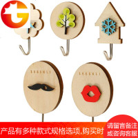 木质挂钩强力粘胶免打孔墙壁挂可爱卡通宿舍厨房承重家用粘钩创意
