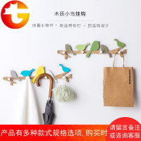 美式乡村小鸟挂钩实木挂衣钩 创意玄关墙面壁挂装饰衣帽架