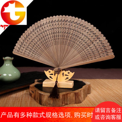中国风镂空雕刻手工女士折扇日用古风工艺小扇子全竹扇古典礼品扇