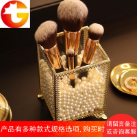 化妆刷具桶 玻璃美妆刷筒 套刷桶刷子收纳盒电镀金属包边