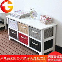 韩式田园实木白色藤编床头柜简易抽屉式卧室收纳小柜子储物整理柜
