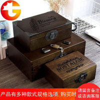 实木带锁小木箱复古盒子大储物箱收纳盒收藏木箱子木质木盒大密码